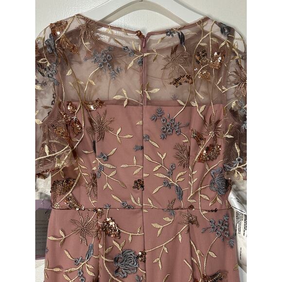 JS Collections Daphne Embroidered Flutter-Sleeve Gown Blush Multi Size 8 NWT - Picture 13 of 16